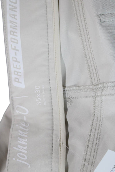 Johnnie-o Mens Textured Zip Button Lined Straight Leg Pants Cream Size EUR 35