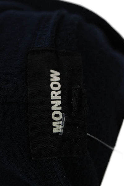 Monrow Womens Textured Cotton V-neck Tie Dye Knit Hoodie Navy Size S