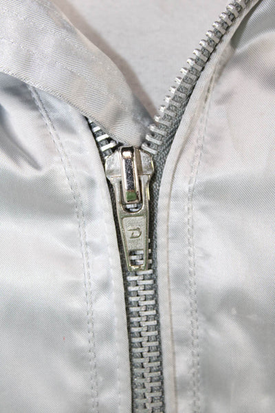 Ralph Lauren Black Label Textured High Neck Full Zip Shiny Jacket Silver Tone Si