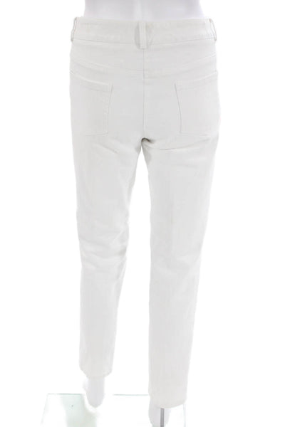 Elliott Lauren Womens Cotton Blend Floral Embroidered Tapered Jeans White Size 6