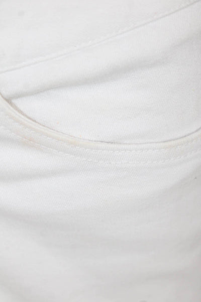 Elliott Lauren Womens Cotton Blend Floral Embroidered Tapered Jeans White Size 6