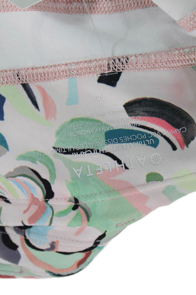 Athleta Womens Stretch Abstract Print Mid-Rise Cropped Activewear Pink Size M
