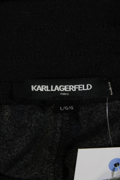 Karl Lagerfeld Mens Plaid Print Drawstring Waist Straight Leg Pants Black Size L