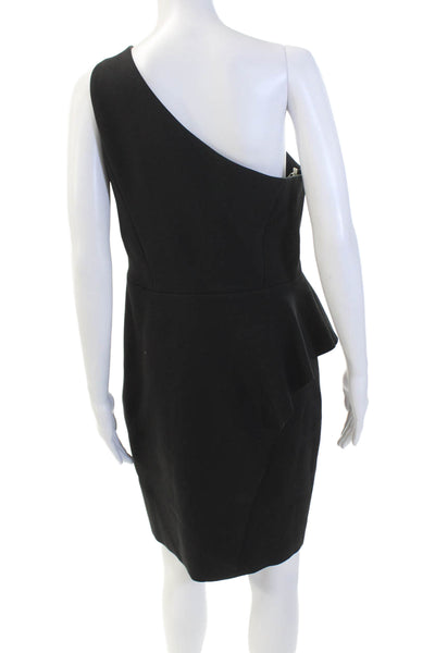 Halston Heritage Womens One Shoulder Layered Detail Mini Dress Black Size 8