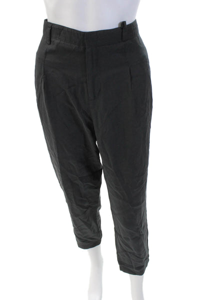 Vince Womens Pleated Waist Pocketed Tapered Leg Pants Solid Black Size 6