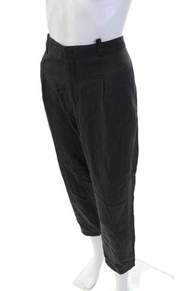 Vince Womens Pleated Waist Pocketed Tapered Leg Pants Solid Black Size 6