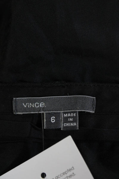 Vince Womens Pleated Waist Pocketed Tapered Leg Pants Solid Black Size 6