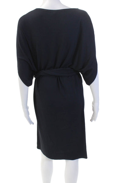 Michael Kors Womens Boat Neck Short Sleeve Belted Dress Dark Blue Size 10