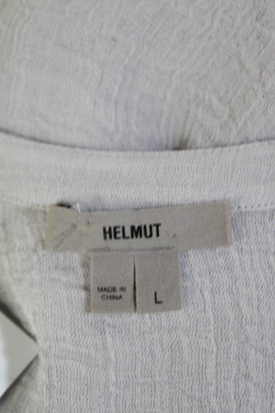 Helmut Womens Sheer Sleeveless Buttoned High Low Hem Blouse Gray Size L