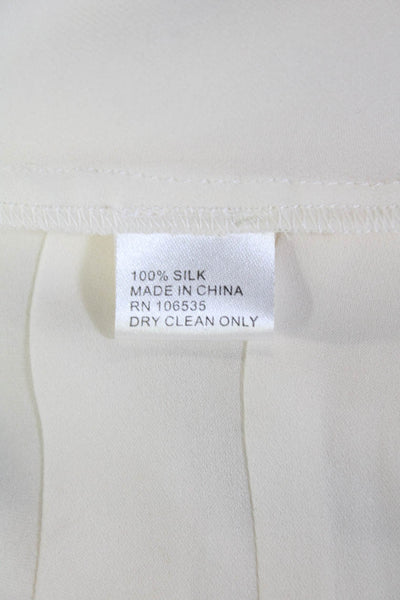Madison Marcus Womens Silk Pleated Detail Sheer Blouse Solid White Size S