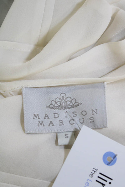 Madison Marcus Womens Silk Pleated Detail Sheer Blouse Solid White Size S