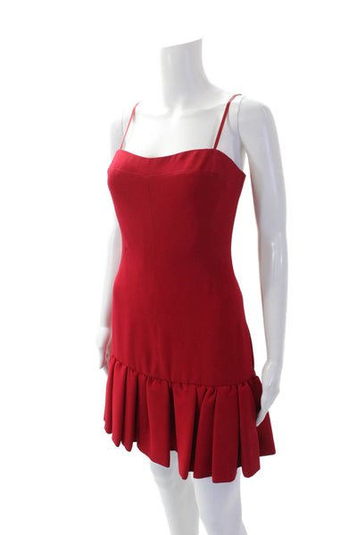 Jill Jill Stuart Womens Back Zip Spaghetti Strap V Neck Ruffled Dress Red Size 0