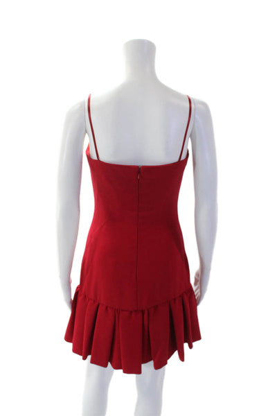 Jill Jill Stuart Womens Back Zip Spaghetti Strap V Neck Ruffled Dress Red Size 0