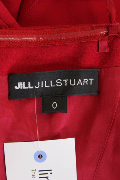 Jill Jill Stuart Womens Back Zip Spaghetti Strap V Neck Ruffled Dress Red Size 0
