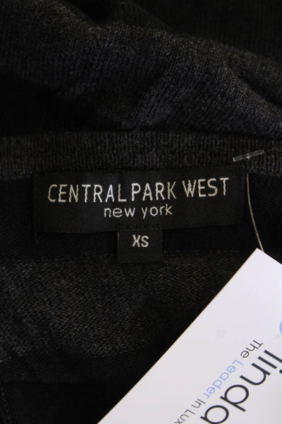 Central Park West Womens Striped Print Fringe Hem Open Cardigan Black Size XS