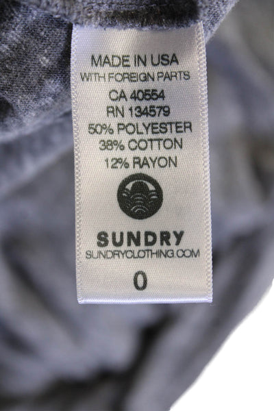 Sundry Womens Basic Long Sleeve Round Neck Ruffle Shoulder Top Gray Size 0
