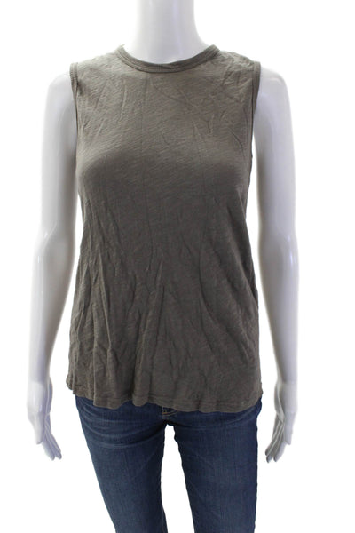 Left of Center Womens Round Neck Sleeveless Bow Detail Tank Top Brown Size S