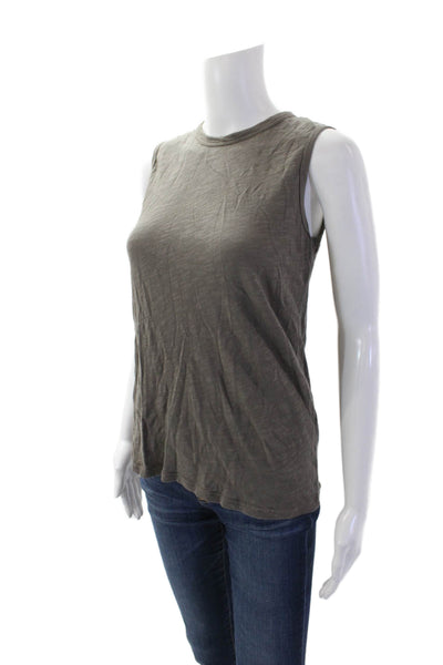 Left of Center Womens Round Neck Sleeveless Bow Detail Tank Top Brown Size S