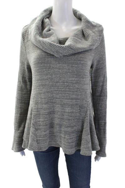 9-H15 STCL Womens Cotton Cowl Neck Long Sleeve Flare Hem Sweater Gray Size S