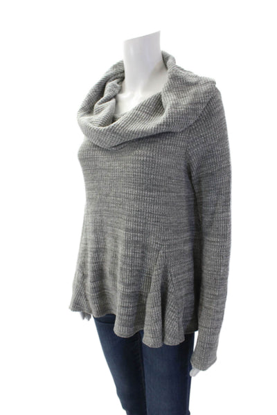9-H15 STCL Womens Cotton Cowl Neck Long Sleeve Flare Hem Sweater Gray Size S