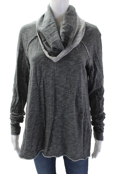 FP Beach Womens Turtleneck Long Sleeve Flare Hem Pullover Top Gray Size S