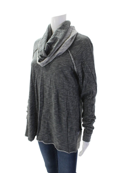 FP Beach Womens Turtleneck Long Sleeve Flare Hem Pullover Top Gray Size S