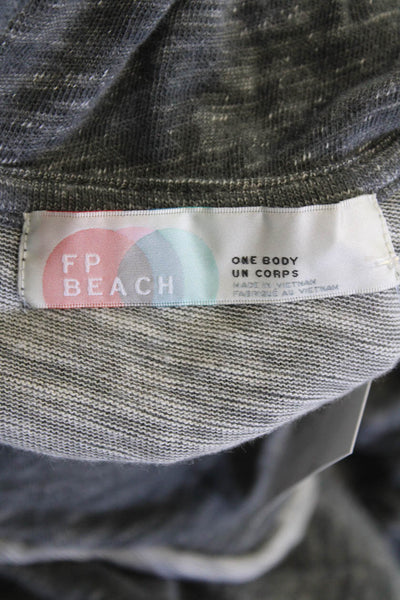 FP Beach Womens Turtleneck Long Sleeve Flare Hem Pullover Top Gray Size S