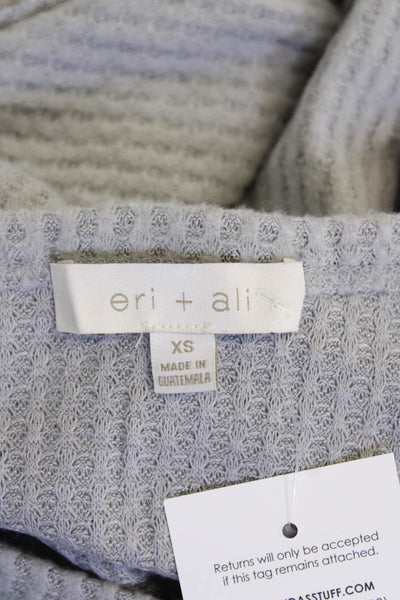 Eri + Ali Womens Round Neck Long Sleeve Round Hem Blouse Top Gray Size XS