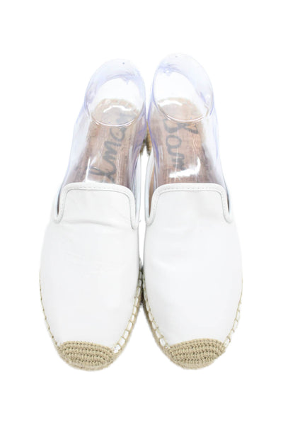 Sam Edelman Womens Leather Espadrille Slip On Flat Sandals White Size 8