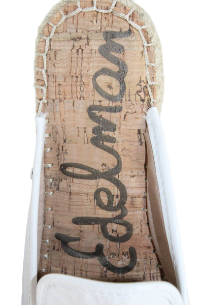 Sam Edelman Womens Leather Espadrille Slip On Flat Sandals White Size 8