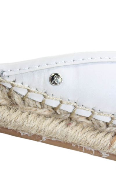 Sam Edelman Womens Leather Espadrille Slip On Flat Sandals White Size 8