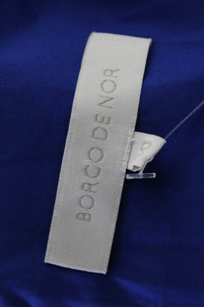 Borgo De Nor Womens Cotton Blend V-Neck Short Sleeve Maxi Dress Blue Size 10