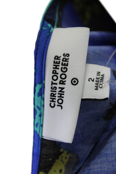 Christopher John Rogers X Target Womens Cotton Abstract Maxi Dress Blue Size 2