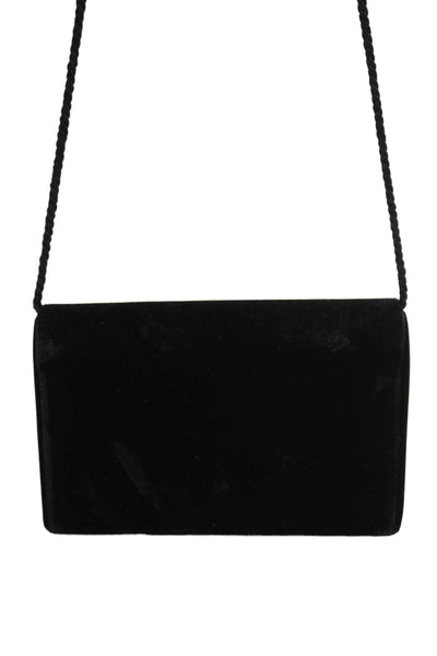 Carey Adina Womens Rope Strap Velvet Rhinestone Detail Shoulder Bag Black Small