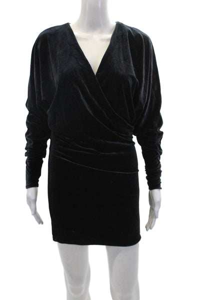 Ronny Kobo Womens Long Sleeve Pullover V-Neck Mini Dress Black Size XS