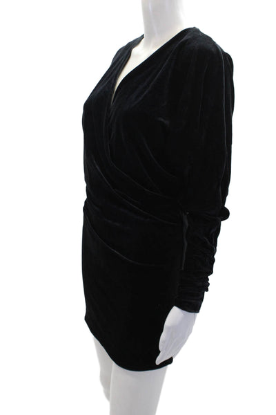 Ronny Kobo Womens Long Sleeve Pullover V-Neck Mini Dress Black Size XS