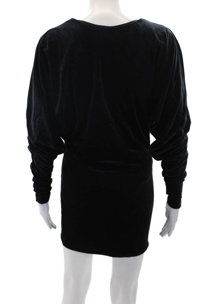Ronny Kobo Womens Long Sleeve Pullover V-Neck Mini Dress Black Size XS