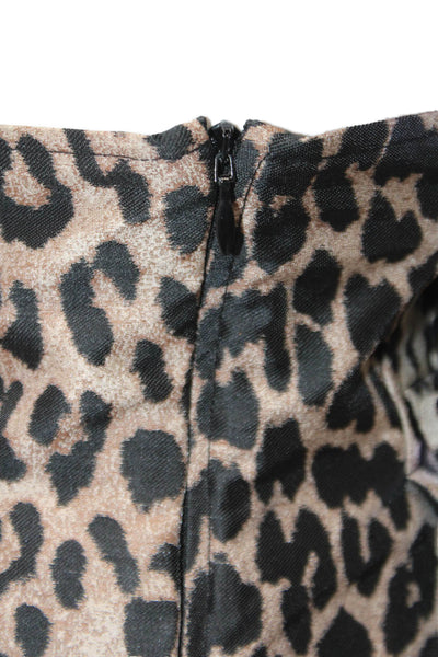 Ganni Womens Animal Print Belted High-Rise Wide-Leg Pants Brown Size 32