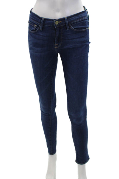 Frame Denim Womens Mid Rise Skinny Leg Columbia Road Jeans Blue Cotton Size 27