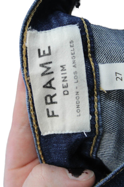 Frame Denim Womens Mid Rise Skinny Leg Columbia Road Jeans Blue Cotton Size 27