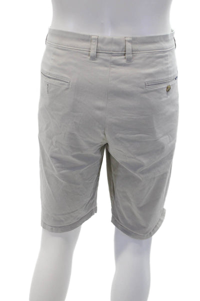 Johnnie-o Mens Mid Rise Zip Up Neal Khaki Shorts Beige Cotton Size 35