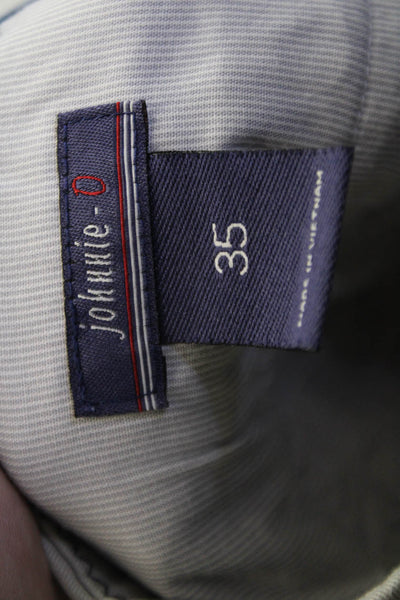 Johnnie-o Mens Mid Rise Zip Up Neal Khaki Shorts Beige Cotton Size 35