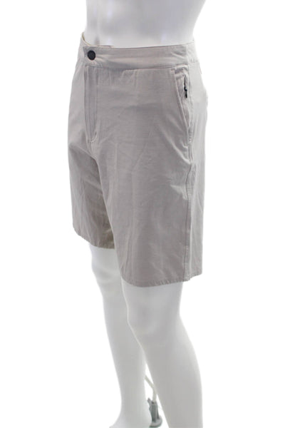 Johnnie-o Mens Dawn To Dusk Mid Rise Zip Up Shorts Khaki Beige Size 35