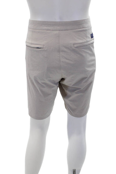 Johnnie-o Mens Dawn To Dusk Mid Rise Zip Up Shorts Khaki Beige Size 35