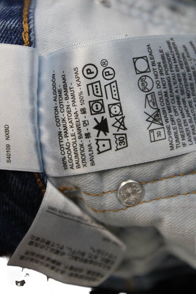 Levis Mens Mid Rise Zip Up Straight Leg Jeans Blue Cotton Size 35X30