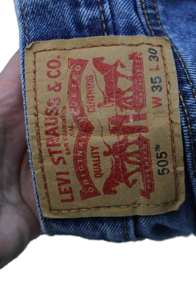 Levis Mens Mid Rise Zip Up Straight Leg Jeans Blue Cotton Size 35X30