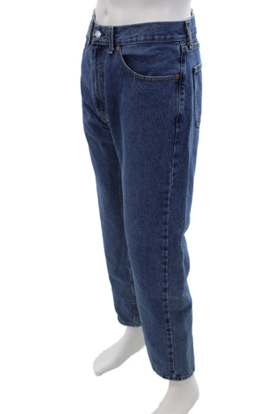 Levis Mens Zip Up Slim Leg Mid Rise medium Wash Jeans Blue Cotton Size 35X30