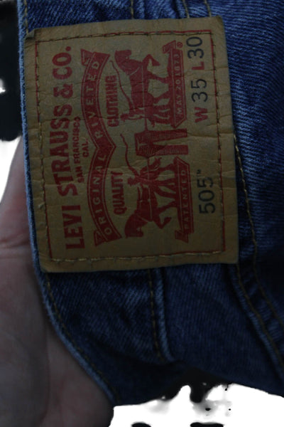 Levis Mens Zip Up Slim Leg Mid Rise medium Wash Jeans Blue Cotton Size 35X30