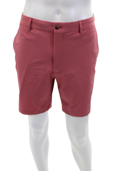 Peter Millar Mens Zip Up Mid Rise Casual Shorts Salmon Pink Size 36