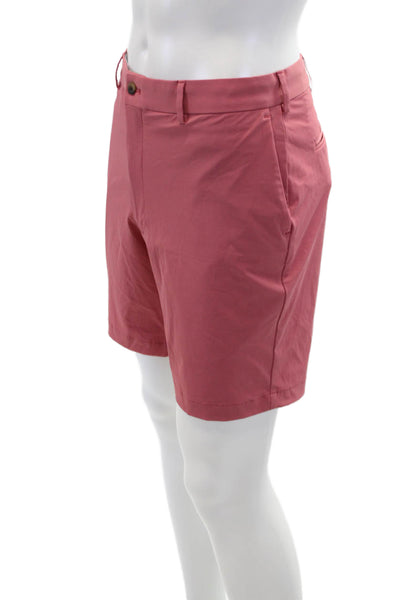Peter Millar Mens Zip Up Mid Rise Casual Shorts Salmon Pink Size 36